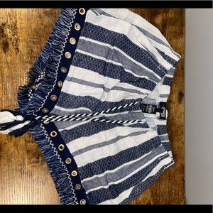 Blue and White Striped Shorts